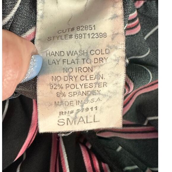 Wrapper Y2K black pink stripes pull on skirt size small - Picture 4 of 10